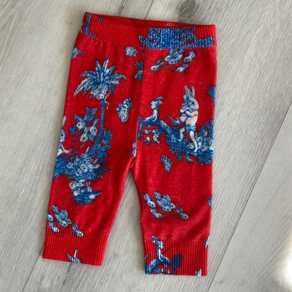 GUCCI bunnies/ rabbit landscape knit leggings size 3-6 wool Made in Italy